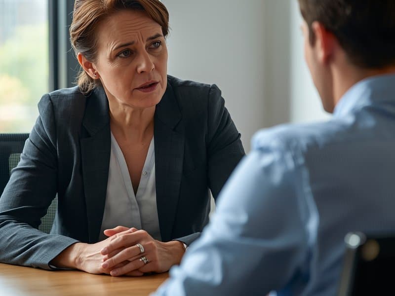 Two colleagues having an honest conversation